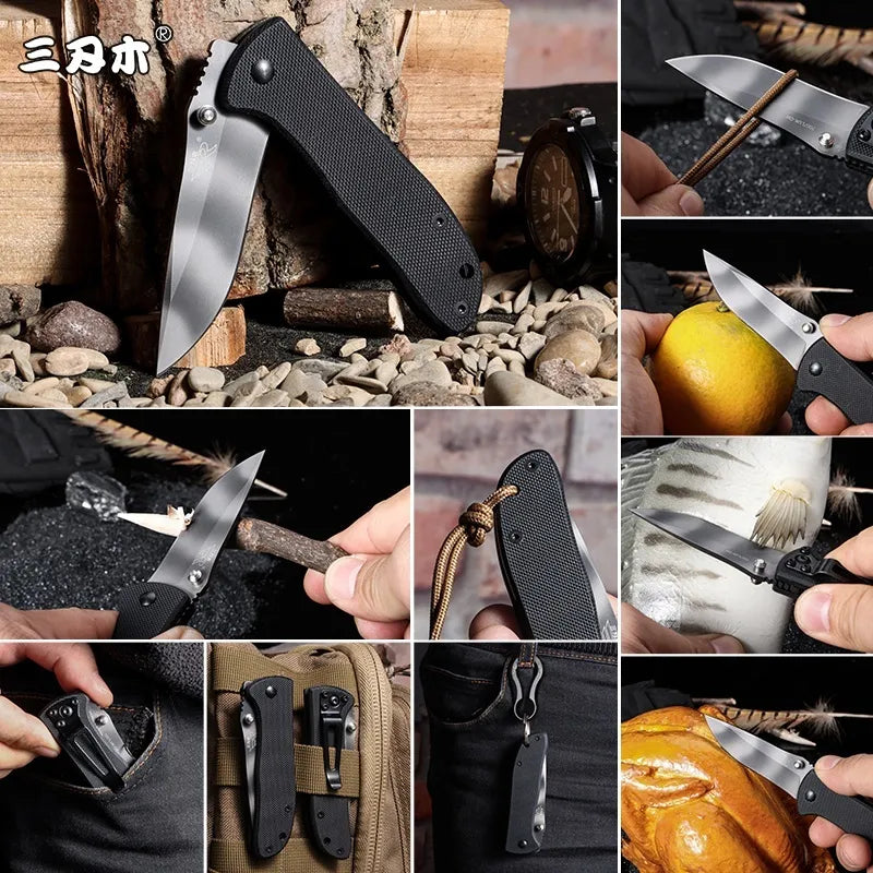 SANRENMU 7007 8Cr13Mov Blade Pocket Folding Knife Handle Outdoor Camping Hunting Cutting Survival Fruit TOOL EDC G10 New