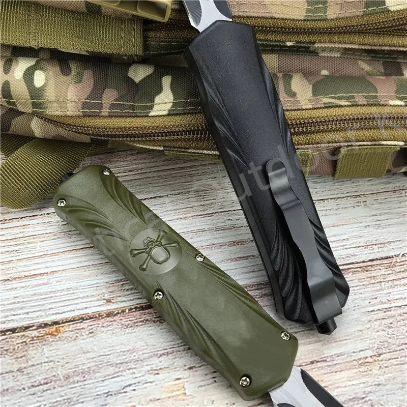 NEW Pocket  AU.TO Open Outdoor 440C Blade Hunting Knife Tactical Combat EDC Folding Knives ABS Handle Survival Tool with Clip